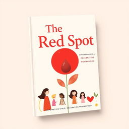 A vibrant and modern book cover design for "The Red Spot" featuring a bold title in warm red, symbolizing menstruation