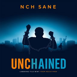 The cover design for "UNCHAINED" features a stunning gradient from dark navy to light blue, symbolizing the protagonist's transformative journey from addiction to recovery