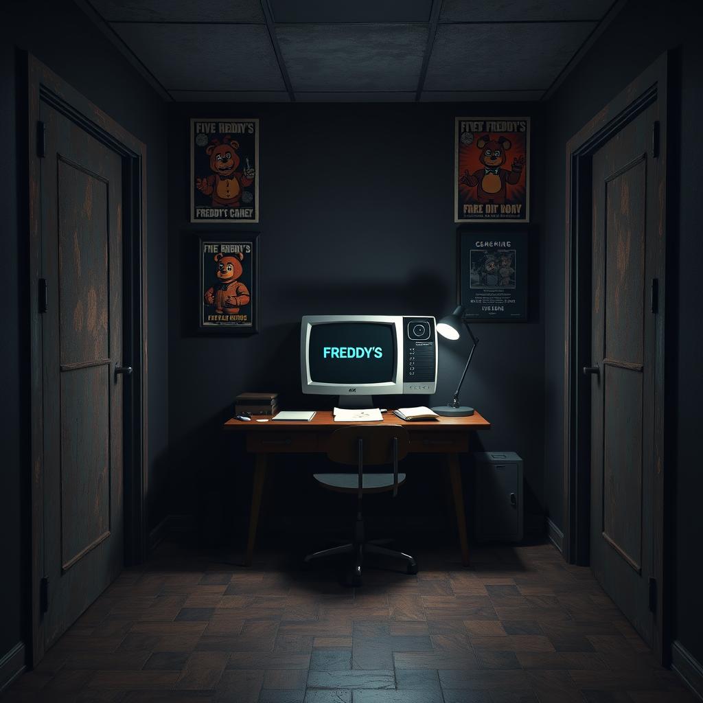 A Five Nights at Freddy's inspired office scene devoid of any animatronics