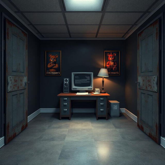 A Five Nights at Freddy's inspired office scene devoid of any animatronics