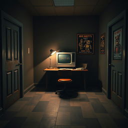 A Five Nights at Freddy's inspired office scene devoid of any animatronics