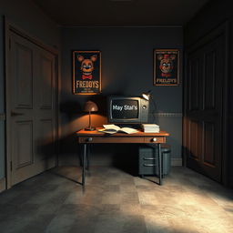 A Five Nights at Freddy's inspired office scene devoid of any animatronics