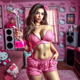 An enchanting IMVU girl transformed into a human, depicted as a grown sexy woman with a strikingly beautiful face