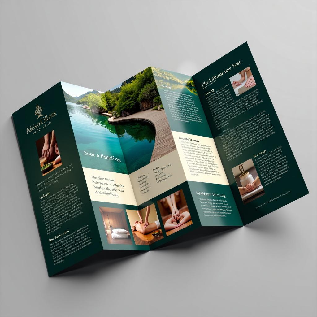 A stunning, eye-catching trifold brochure design for a luxurious new spa retreat