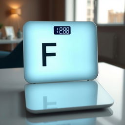 An artistic image of a modern electronic scale designed with a sleek, futuristic aesthetic