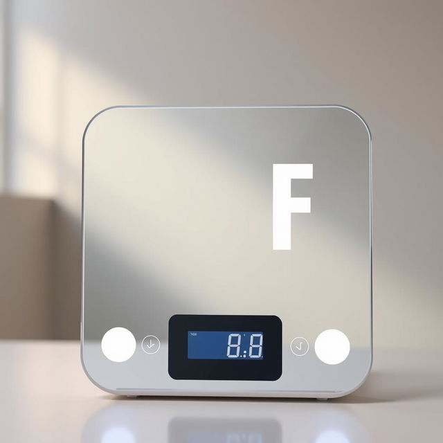 An artistic image of a modern electronic scale designed with a sleek, futuristic aesthetic