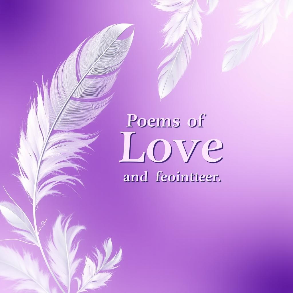 A captivating poetry book cover design for 'Poems of Love and Other Emotions', featuring a harmonious color palette of purple and white