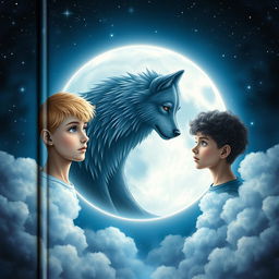 A mystical book cover with a large, luminous full moon centered on the cover