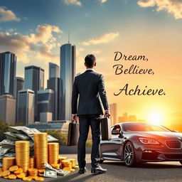 A visually engaging and motivational image representing the concepts of wealth and personal success