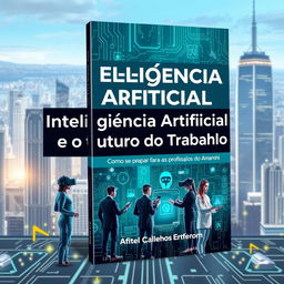 A modern e-book cover design featuring the title 'Inteligência Artificial e o Futuro do Trabalho: Como se Preparar para as Profissões do Amanhã'