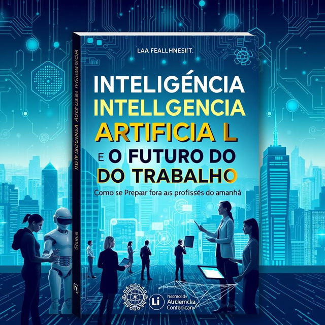 A modern e-book cover design featuring the title 'Inteligência Artificial e o Futuro do Trabalho: Como se Preparar para as Profissões do Amanhã'