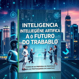 A modern e-book cover design featuring the title 'Inteligência Artificial e o Futuro do Trabalho: Como se Preparar para as Profissões do Amanhã'