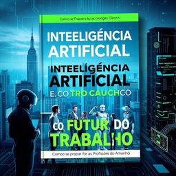 A modern e-book cover design featuring the title 'Inteligência Artificial e o Futuro do Trabalho: Como se Preparar para as Profissões do Amanhã'