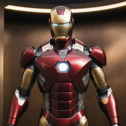 An exquisite Iron Man suit with intricate technological details, ultra-refined finishes, and made from advanced materials, shimmering under dramatic lighting, symbolizing its $1,000,000,000 value.