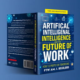 A visually striking book cover design featuring the theme of "Artificial Intelligence and the Future of Work: How to Prepare for Tomorrow's Professions"