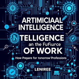 A visually striking book cover design featuring the theme of "Artificial Intelligence and the Future of Work: How to Prepare for Tomorrow's Professions"