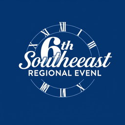 A logo design for the 6th Southeast Regional Event, utilizing shades of blue, with white and black accents