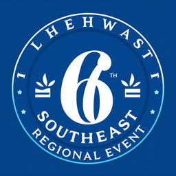 A logo design for the 6th Southeast Regional Event, utilizing shades of blue, with white and black accents