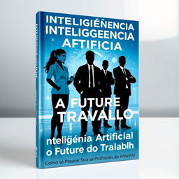 A book cover design featuring a futuristic and dynamic theme that represents the interplay between artificial intelligence and the future of work