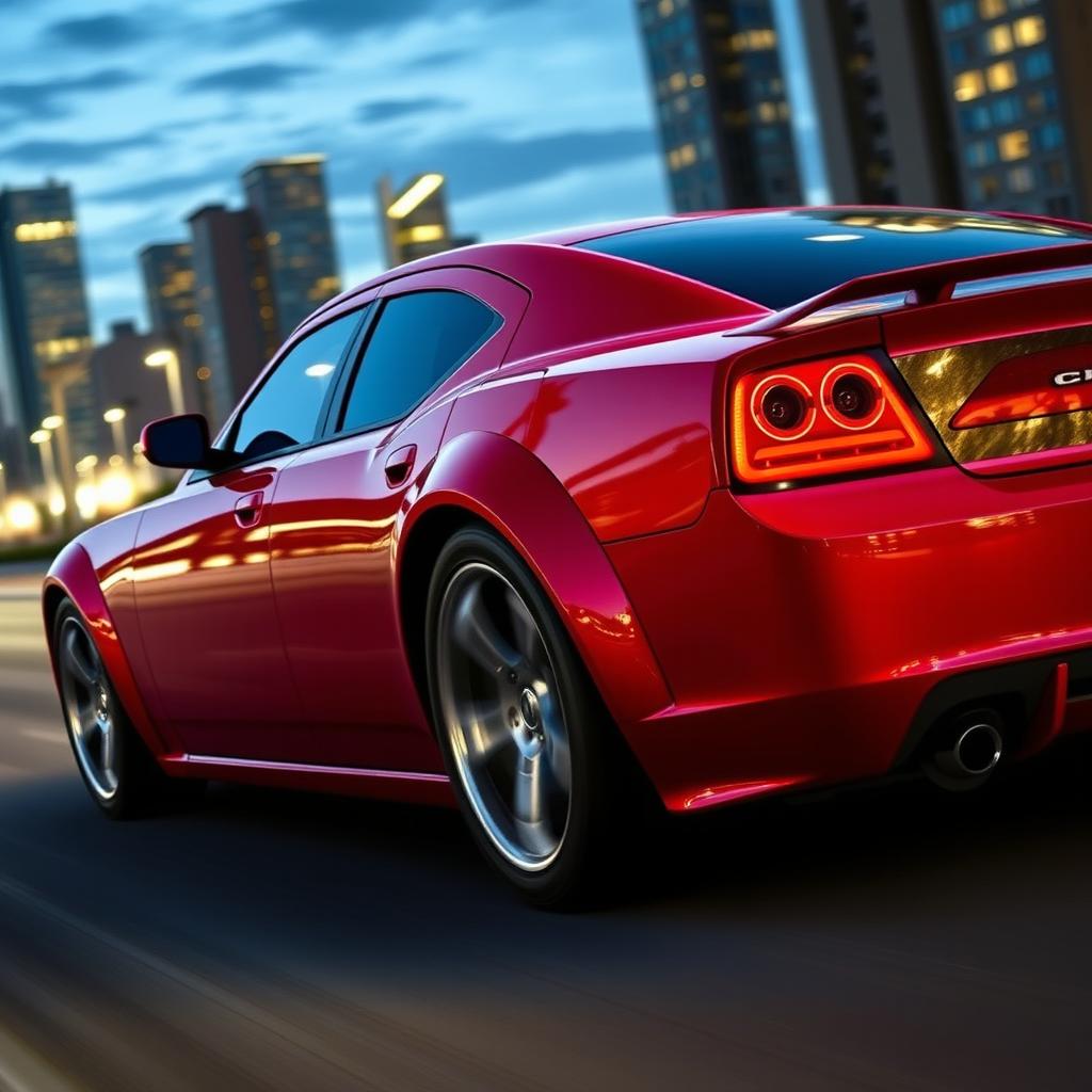 A detailed image of a 2007 Dodge Charger with unique bubble fenders that emphasize the car's aggressive and sleek design