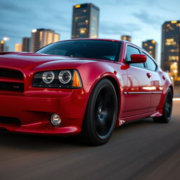 A detailed image of a 2007 Dodge Charger with unique bubble fenders that emphasize the car's aggressive and sleek design