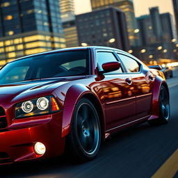 A detailed image of a 2007 Dodge Charger with unique bubble fenders that emphasize the car's aggressive and sleek design