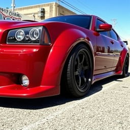 A striking 2007 Dodge Charger with a wide body kit featuring bubble fenders, showcasing an aggressive stance