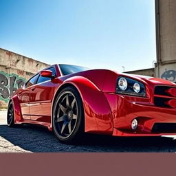 A striking 2007 Dodge Charger with a wide body kit featuring bubble fenders, showcasing an aggressive stance