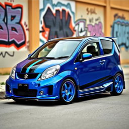 A modified 2011 Suzuki K10 Alto Sport, featuring an aggressive body kit, lowered suspension, and custom alloy wheels