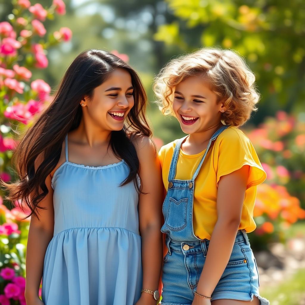 A tender moment between two sisters, showcasing their close bond