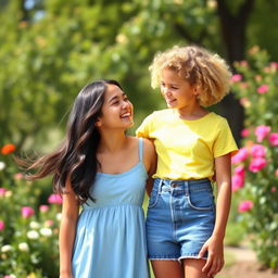 A tender moment between two sisters, showcasing their close bond