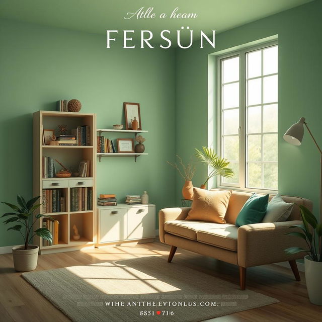 A movie poster set in a therapist's room with a soothing greenish background that evokes a sense of calm and tranquility