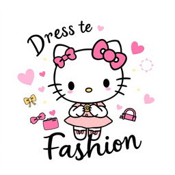 A playful and stylish illustration featuring Hello Kitty in a fashionable outfit, exuding charm and a flirty attitude