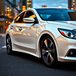 A sleek white 2016 Nissan Altima with striking black accents, showcasing its elegant design