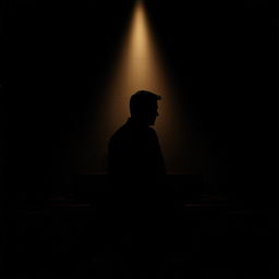 A dramatic movie poster featuring the silhouette of a man standing in a courtroom, exuding an air of tension and suspense