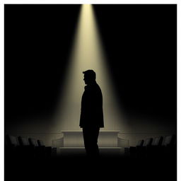 A dramatic movie poster featuring the silhouette of a man standing in a courtroom, exuding an air of tension and suspense