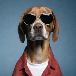 A fun and playful transformation of rapper, Snoop Dogg, morphed into a cool, sunglasses-wearing canine, embodying his stage name with charisma and charm.