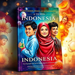 A visually stunning book cover featuring four diverse Indonesian main characters, symbolizing pride and achievement on the international stage