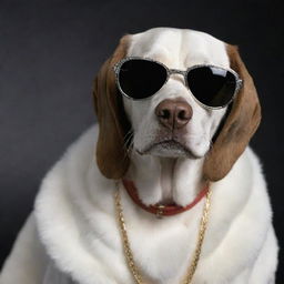 A fun and playful transformation of rapper, Snoop Dogg, morphed into a cool, sunglasses-wearing canine, embodying his stage name with charisma and charm.