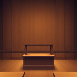 A minimalist movie poster depicting an empty witness stand in a courtroom