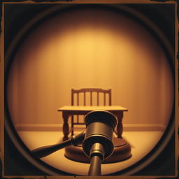 A captivating movie poster depicting an empty witness stand viewed through the lens of an old security camera