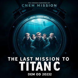 A visually striking movie poster titled 'The Last Mission to Titanic', connecting the sinking of the Titanic in 1912 with the implosion of the Titan submersible in 2023