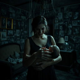 A chilling and atmospheric scene from a horror film titled 'The Good Mother'