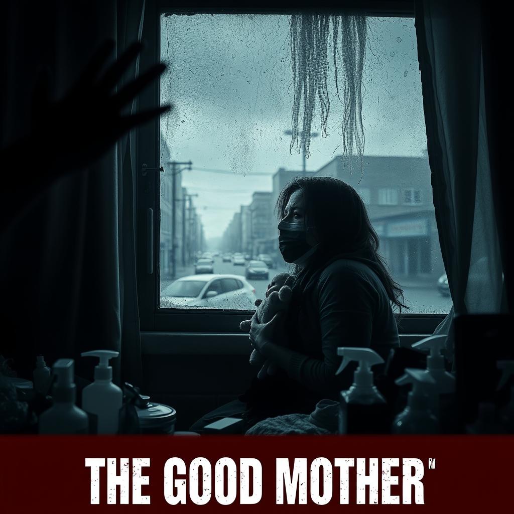 A haunting scene from a horror film titled 'The Good Mother', set during the COVID pandemic