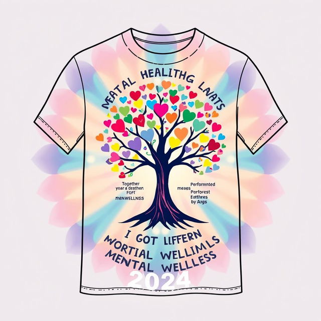 A creative and eye-catching T-shirt design for World Mental Health Day 2024