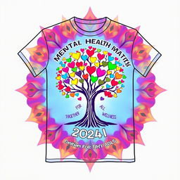 A creative and eye-catching T-shirt design for World Mental Health Day 2024