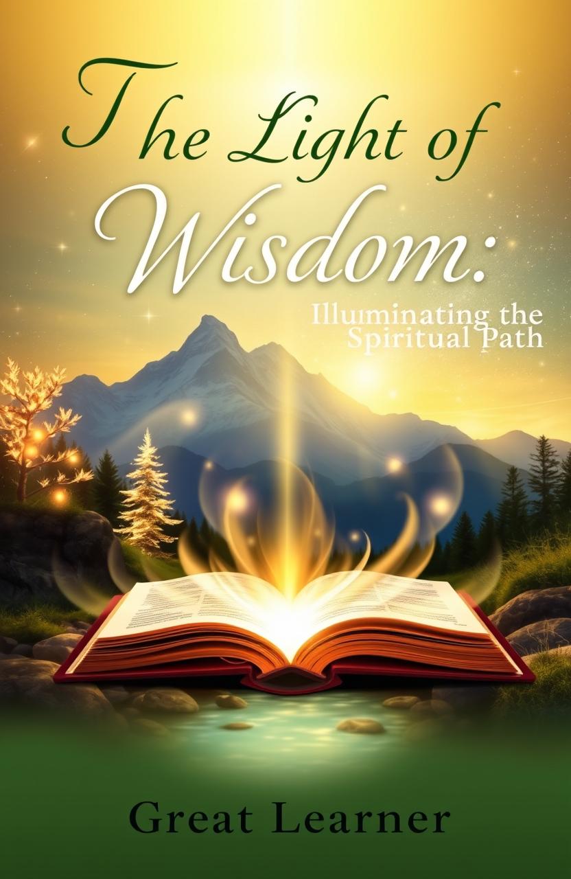 A captivating book cover design for 'The Light of Wisdom: Illuminating the Spiritual Path' by Great Learner