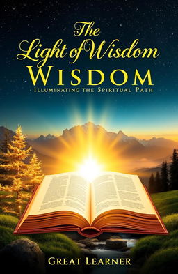 A captivating book cover design for 'The Light of Wisdom: Illuminating the Spiritual Path' by Great Learner