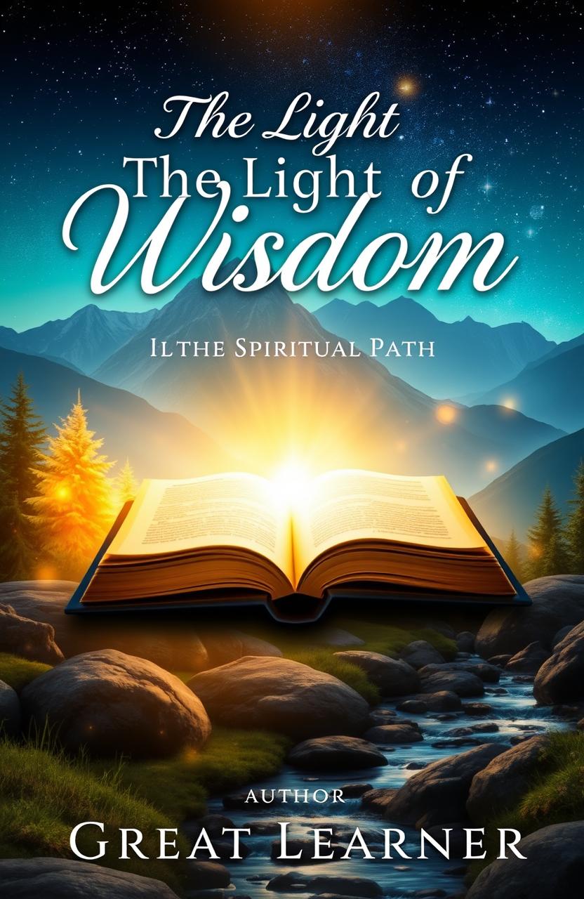 A captivating book cover design for 'The Light of Wisdom: Illuminating the Spiritual Path' by Great Learner