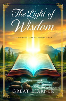 A captivating book cover design for 'The Light of Wisdom: Illuminating the Spiritual Path' by Great Learner